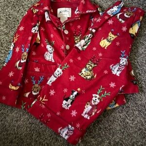 Nick & Nora Red Festive Dog Print Pajamas
